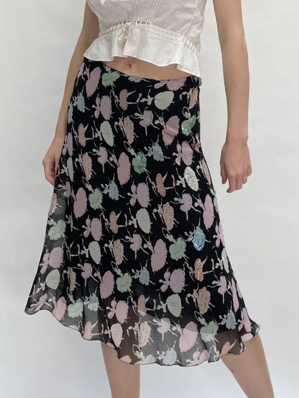 Blumarine SS 2001 ballerina silk midi bias skirt